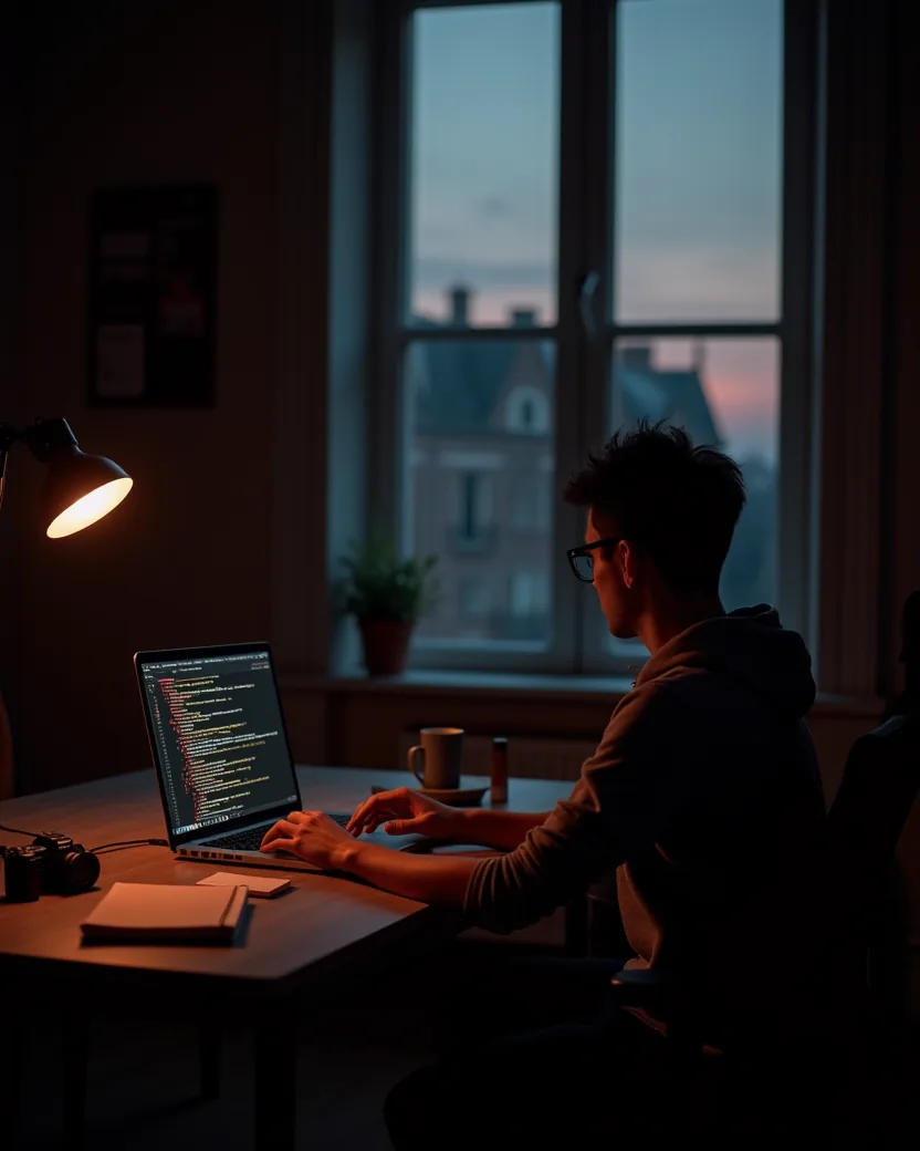A workspace in Antwerp at dusk — placeholder portrait